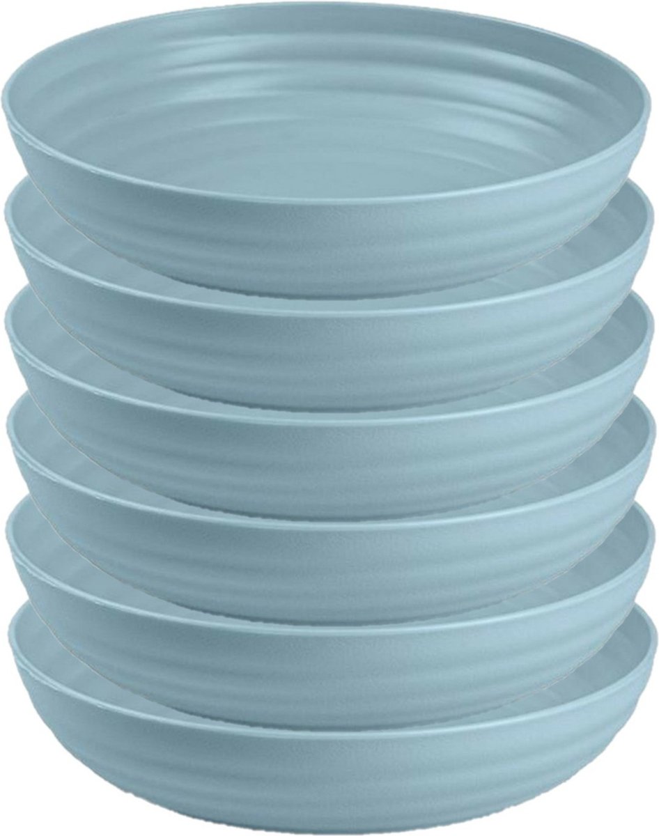 Plasticforte Kommetjes/schaaltjes - 6x - dessert/ontbijt - kunststof - D22 x 5.5 cm - ijsblauw