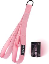 Triceps touw kabelbevestiging 61 cm en 43 cm twee lengtes ingebouwd één trekkoord triceps verlengbanden fitnessapparatuur thuistraining handvatten voor weerstandsbanden roze