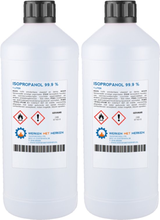 Isopropanol 99,9% Zuiver - 2 x 1 liter - IPA - Isopropyl alcohol