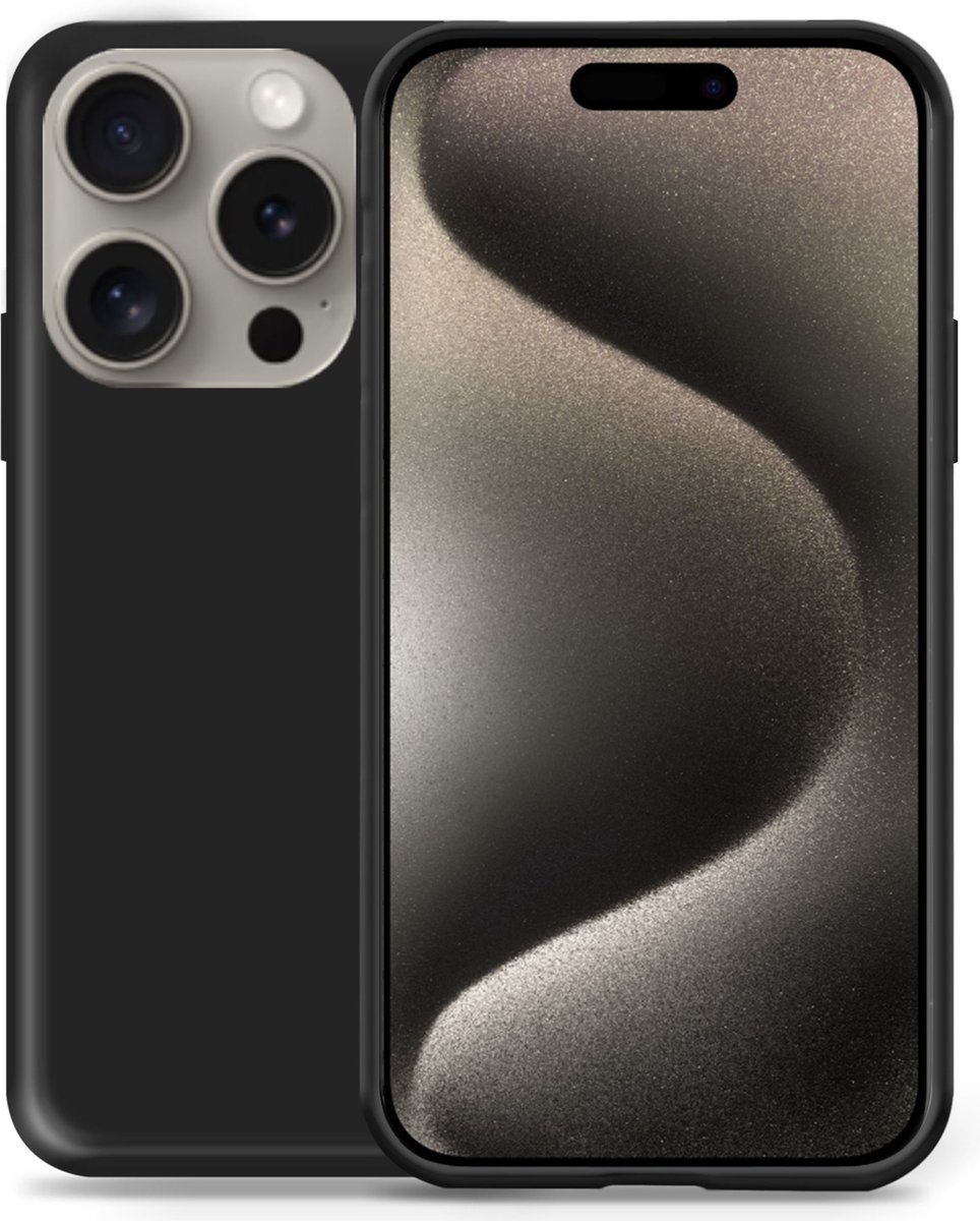 Hoesje geschikt voor iPhone 15 Plus - Liquid Back Case Cover Zwart