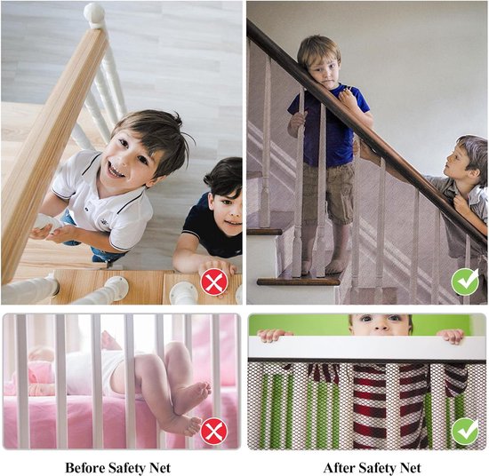 Filet De Sécurité Enfants 600x90 Cm Brun – Garde-Corps Balcon Escalier Anti-Chute Solide