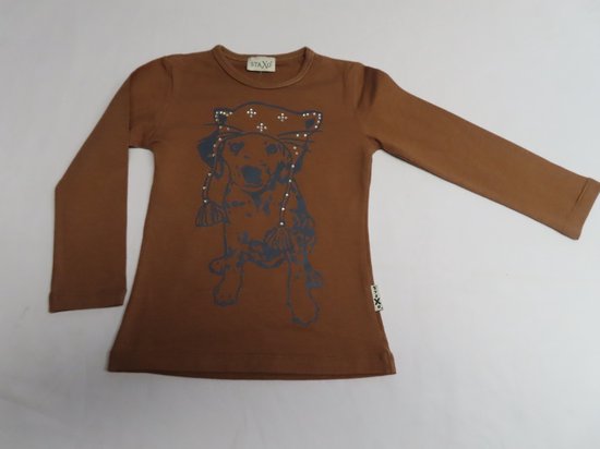 T-Shirt met lange mouw - Meisje - Camel - Hond - 2 jaar 92