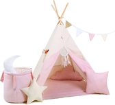 Tipi tent voor kinderen | Speeltent met 8 accessoires| Speelhuisje gemaakt van 100% gecertificeerd katoen, houten stokken