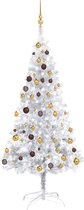 Sapin de Noël Artificiel The Living Store - Argent Brillant - 180 cm - AVEC guirlande lumineuse LED et Boules de Noël