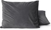 2x fluweel zachte velvet kussenslopen antraciet - 60x70 - dikke kwaliteit - zeer comfortabel - hoogwaardige kwaliteit