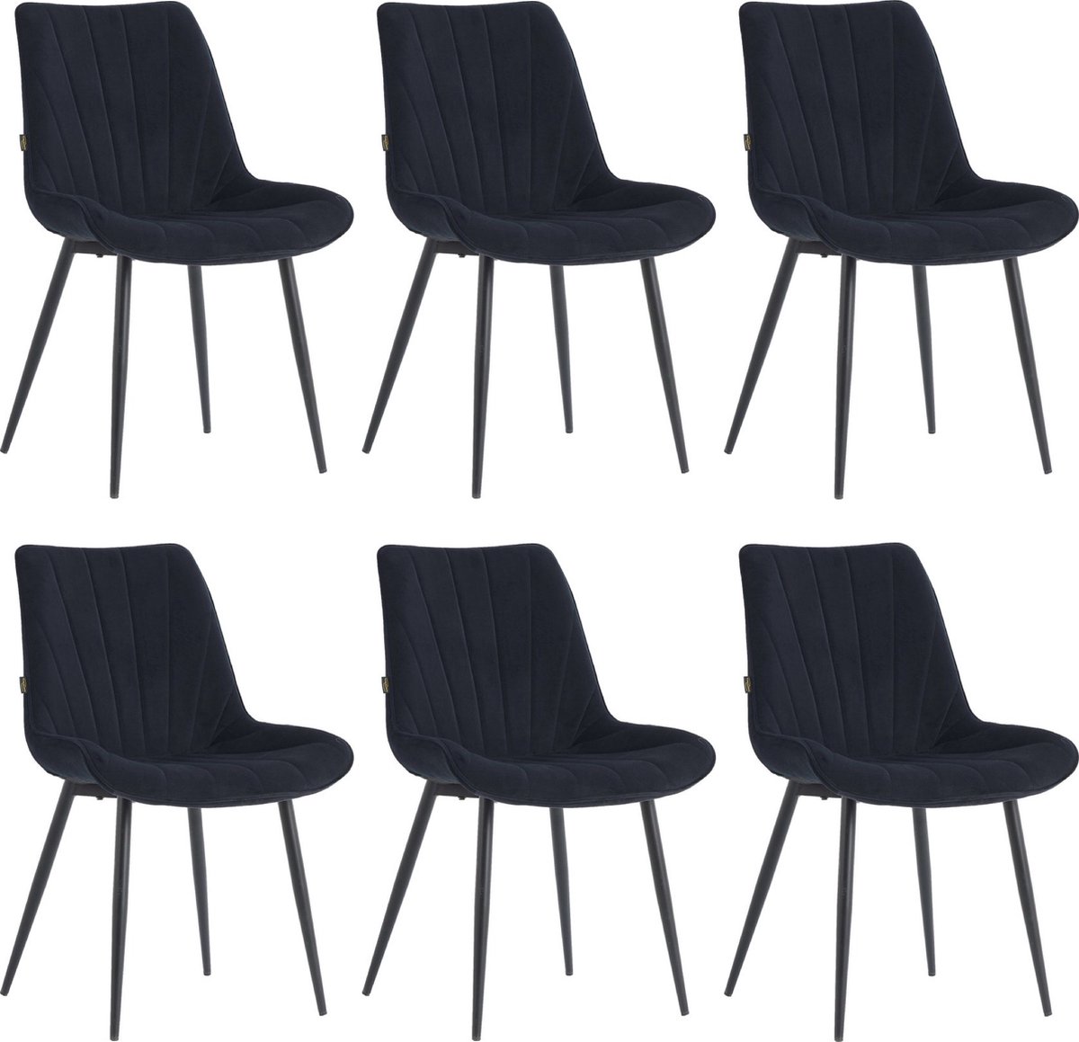 Colenis® - Lesedi Eetkamerstoel - Set Van 6 - Zwart - Velvet