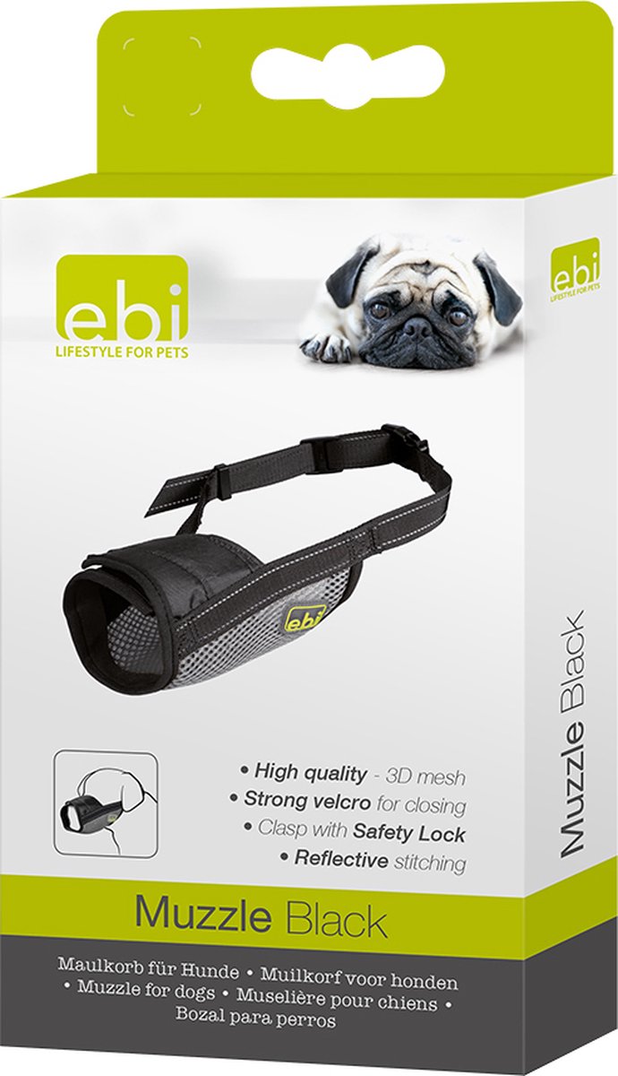 Bol.com Ebi - Muilkorf - Hond - Muilband Mesh Xl - 16-44cm / Ø19-24cm Zwart - 1st aanbieding