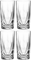 Lot de 4 verres à boire Capri, verres à jus lavables au lave-vaisselle avec facettes en relief, verre à eau XL, grand gobelet en verre, 530 ml 022778