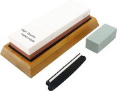 Japanse Slijpsteen Voor Messen – Met Antislip Bamboe Onderlegger – Complete Set – Uitstekende Kwaliteit