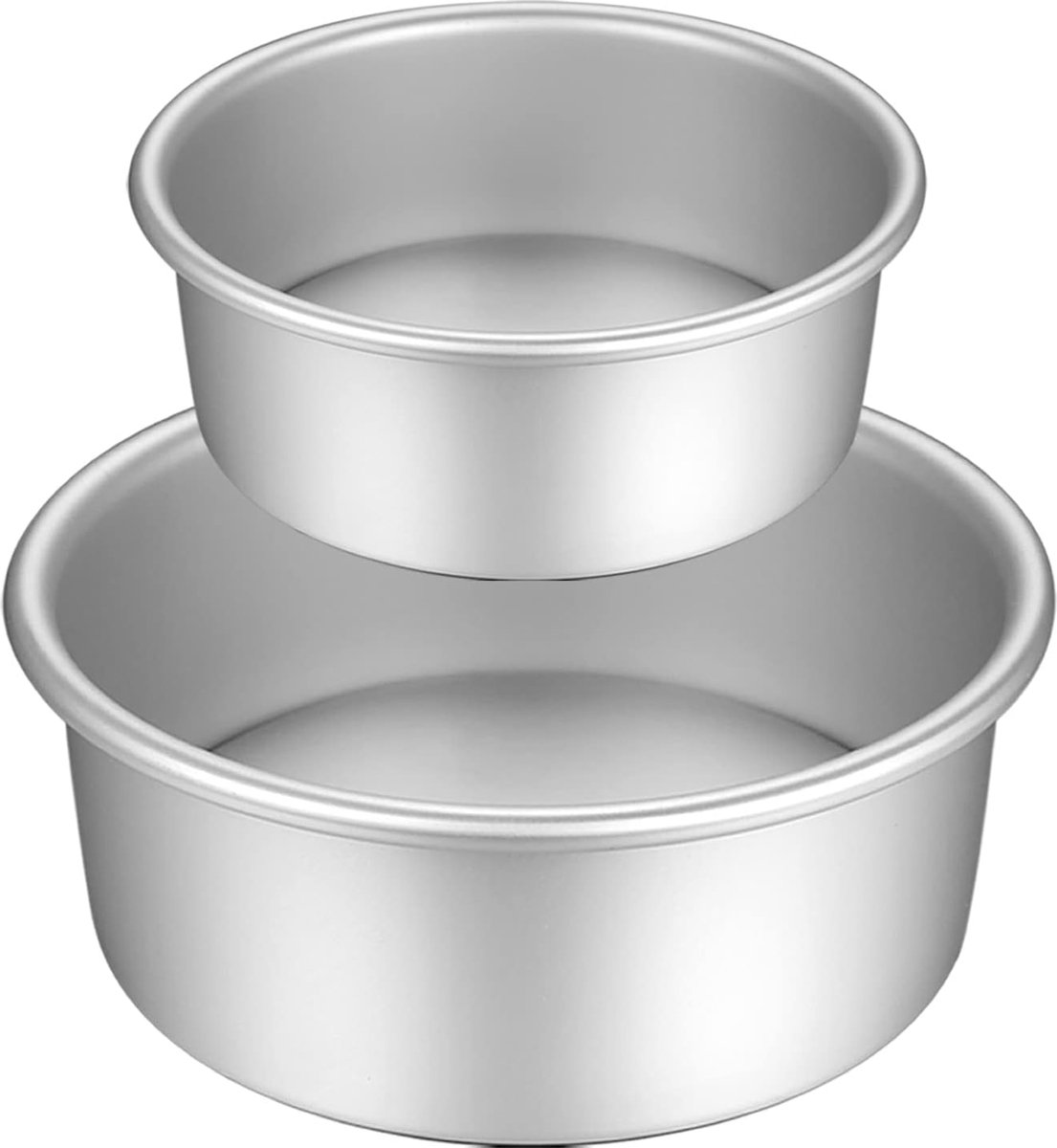 Ronde taartvormenset van geanodiseerd aluminium met antiaanbaklaag, met verwijderbare bodem, 2 maten (6 inch/7 inch)