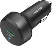 Hama Auto oplader - 25W Auto oplader USB-C - Power Delivery (PD) - Snellader auto - Geschikt voor Smartphones en tablets - Beveiliging - Zwart