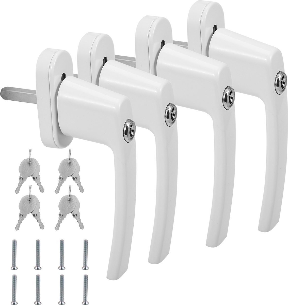 Afsluitbare raamkruk - Inclusief sleutel - Raamsluiting handvat met draai- en kiepfunctie Wit 4X - Merkloos