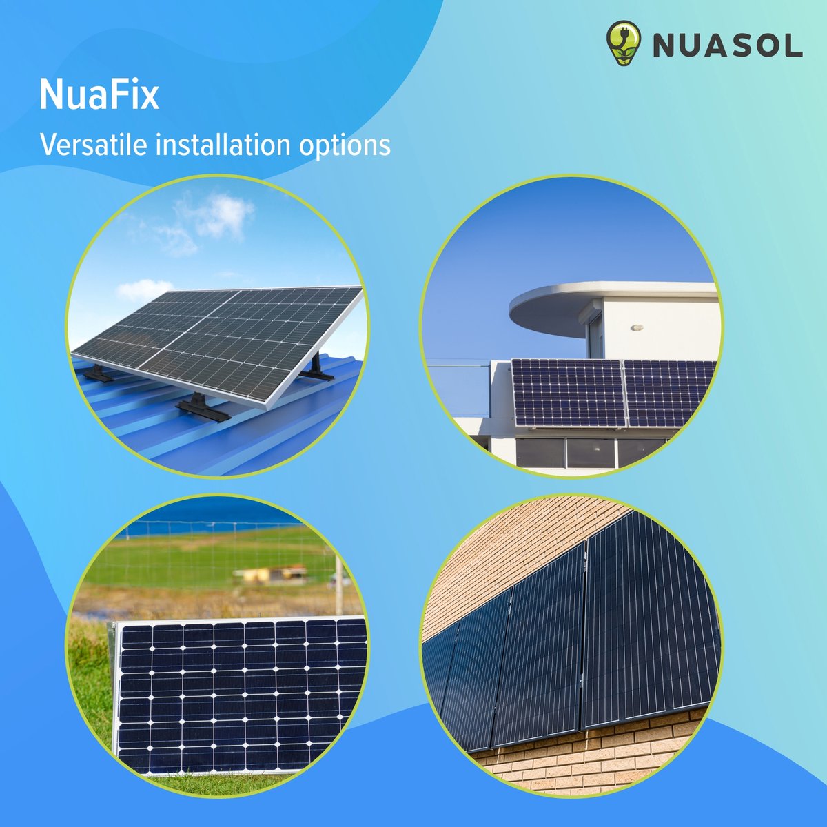 Kit Montage Panneau Solaire NuaSol | Supports Aluminium Réglables 30-60°