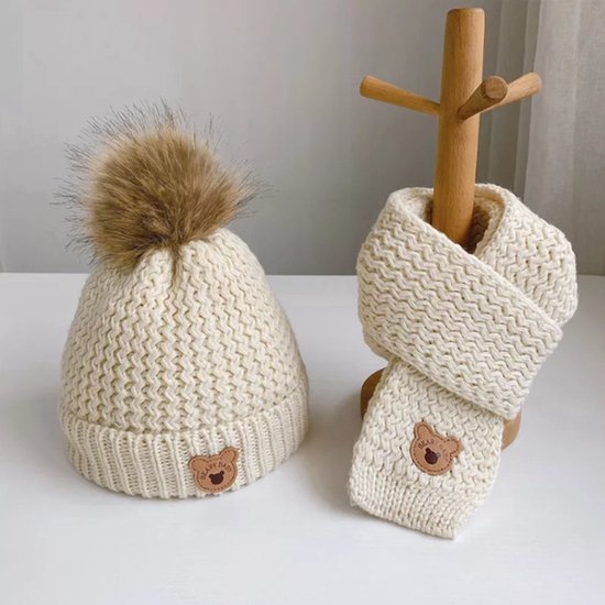 Baby Muts & Sjaal set - winter - meerdere kleuren - 0 tot 6 maanden -