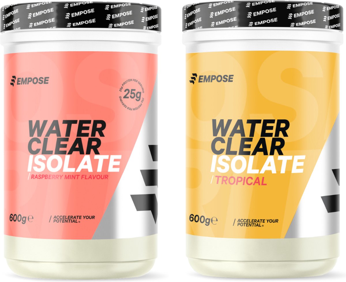 Goedkoopste Empose Nutrition Water Clear Isolate - Eiwit Poeder - Protein Combi-Deal - Raspberry Mint - Tropical