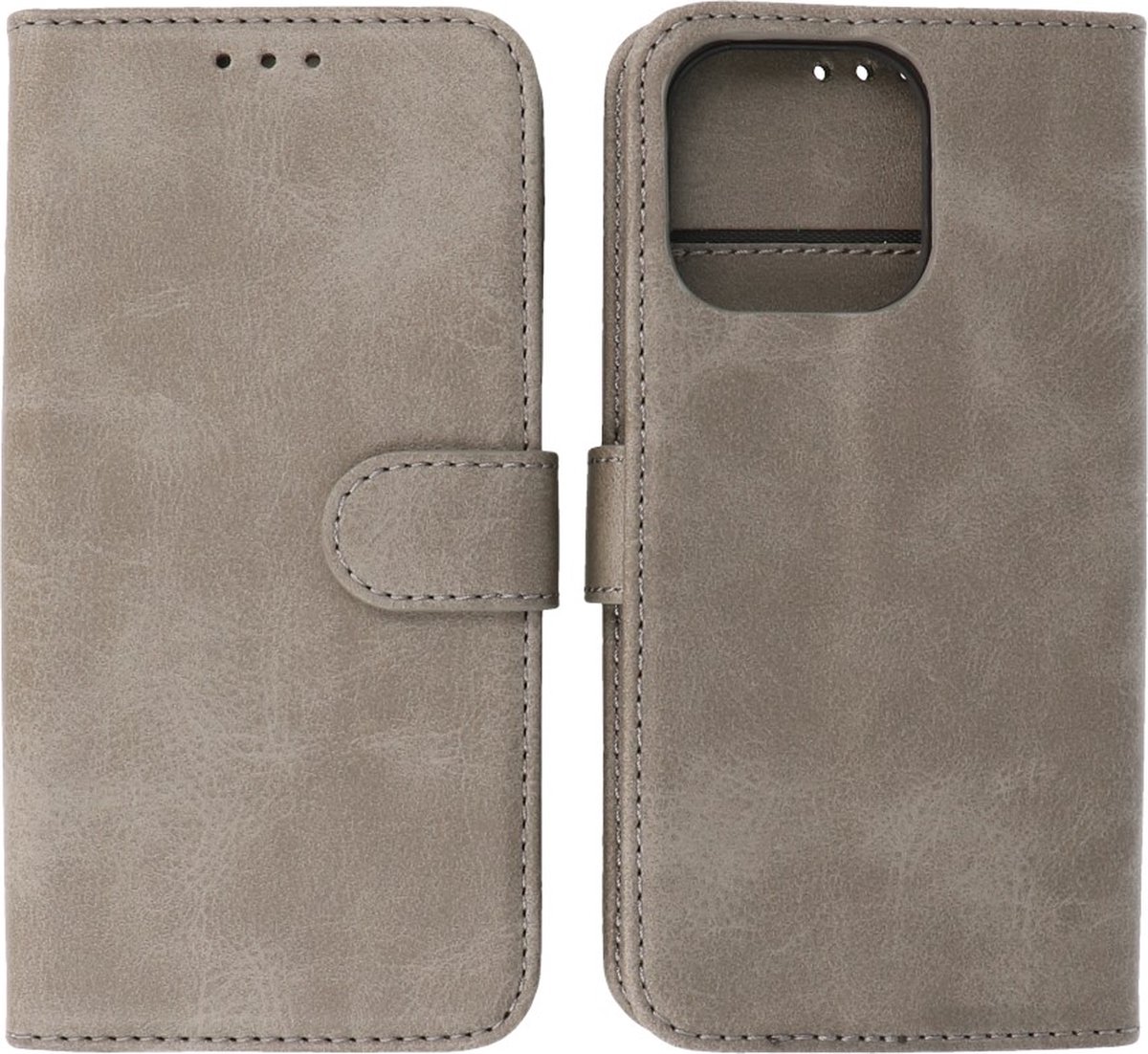 iPhone 15 Pro Max Hoesje Book Case Telefoonhoesje Grijs
