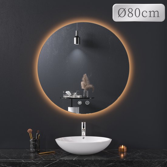 Miroir de salle de bain 80x80 | Eclairage Éclairage LED - lumière chaude -  dimmable |... | bol