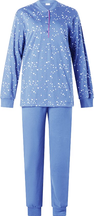Lunatex dames pyjama dikke tricot - Snow dots - XL - Blauw.