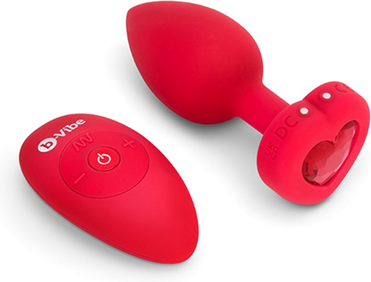 Goedkoopste B-Vibe - Vibrerende Hartvormige Butt Plug M/L Rood