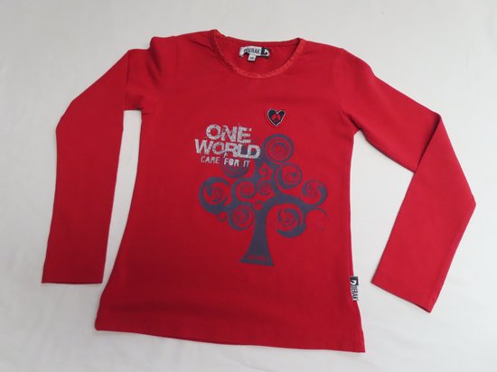 T-Shirt - Lange mouw -- Meisje -Rood - One world - 6 jaar 116