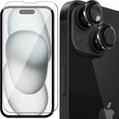 Screenprotector geschikt voor iPhone 15 Plus & Camera Lens Protector - Gehard Glas Screen Protector GlassGuard Zwart