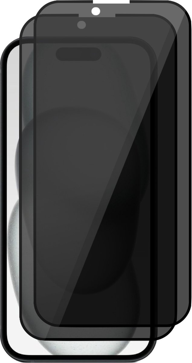 Privacy Screenprotector geschikt voor iPhone 15 Plus - 2x Glas Screen Protector FullGuard