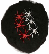 Boland Decoratie spinnenweb/spinrag met spinnen - 2x - 100 gram - zwart - Halloween/horror thema versiering
