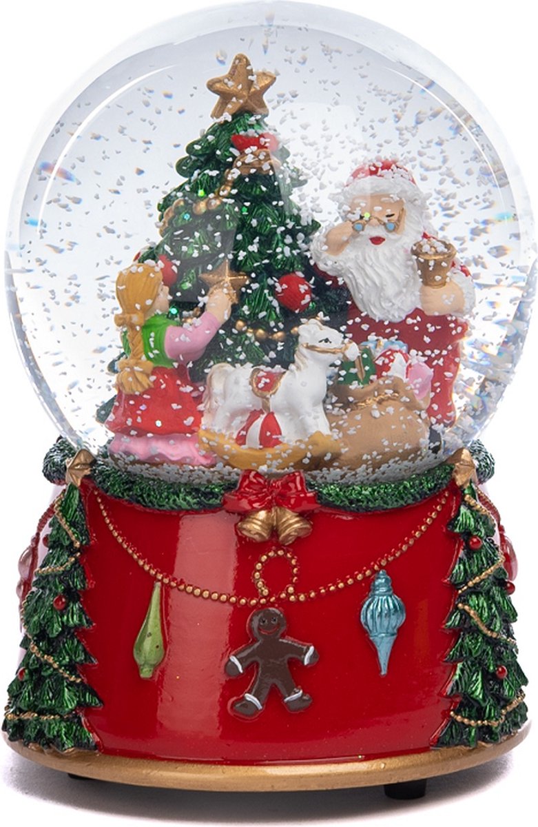 Boîte à musique boule à neige Père Noël au sapin de Noël - Boîte à musique  de Noël - O