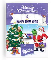 Milka Adventskalender - Adventkalender 2023 - 24 overheerlijke Milka Chocolaatjes - 4 Verschillende smaken Chocolade - Het perfecte kerstcadeau - "Fijne Feestdagen"