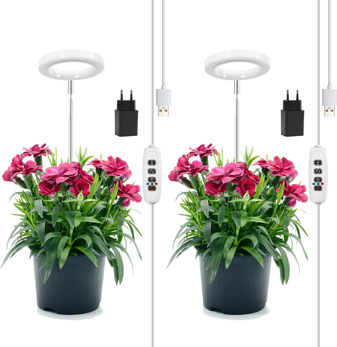 ZZQVIP Pflanzenlampe LED, Höhenverstellbares 48 LEDs Pflanzenlicht, 2PCS Vollspektrum Pflanzenlicht mit Zeitschaltuhr 3/9/12 Std, 9 Helligkeit und 3 Lichter Modi für Zimmerpflanzen