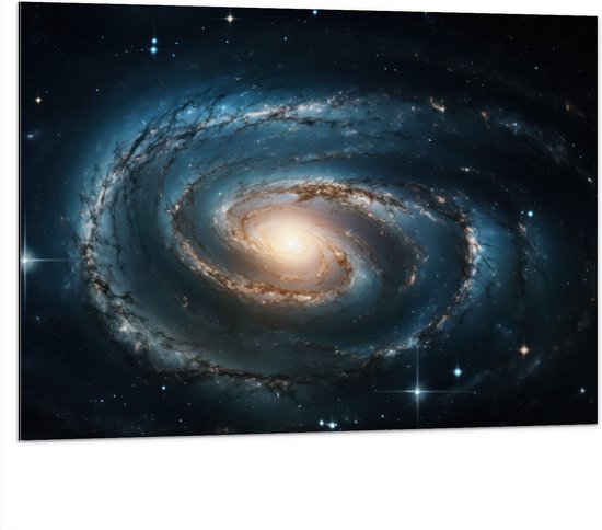 Dibond - Galaxy - Sterren - Kleuren - 100x75 cm Foto op Aluminium (Met Ophangsysteem)