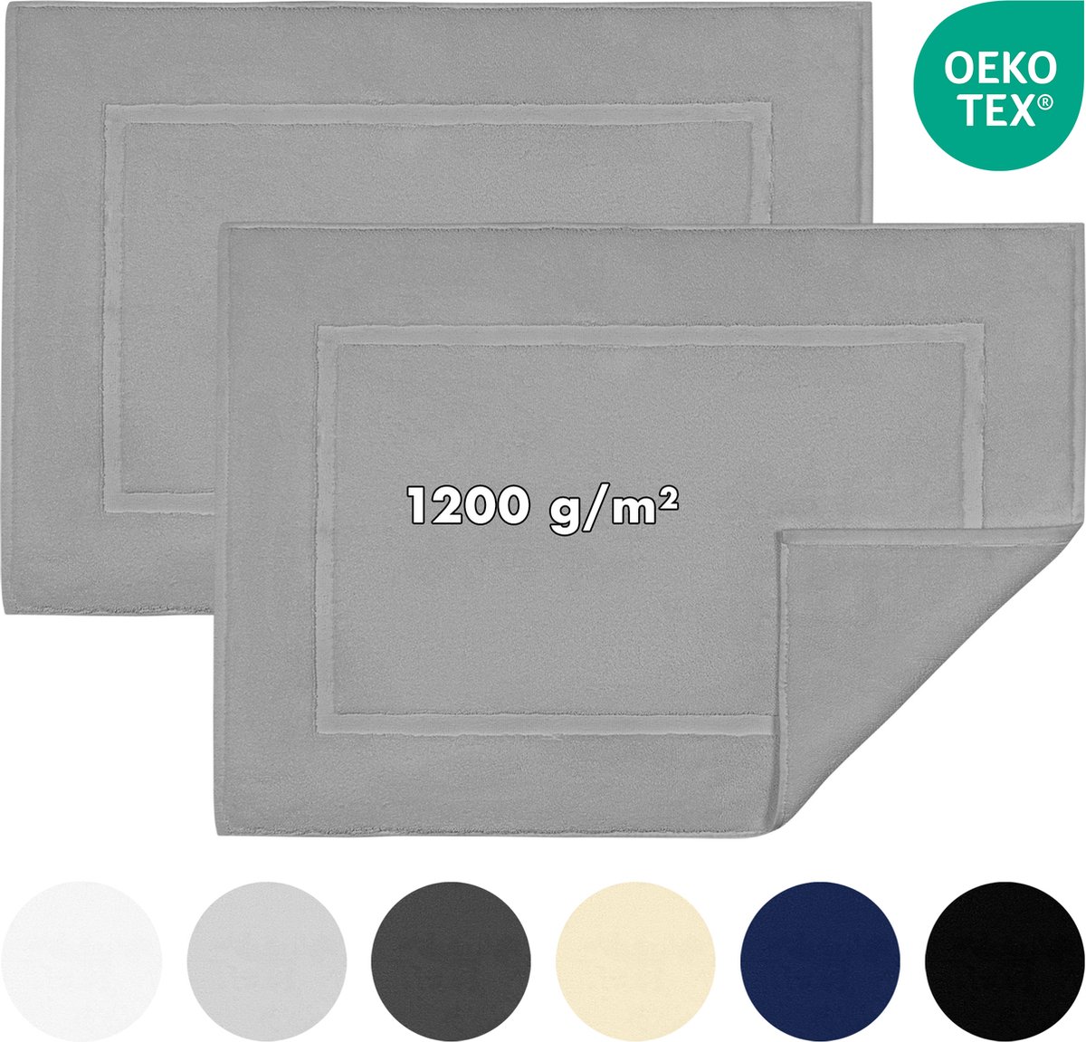 Jacobson - Badmat 50x80 cm - set van 2 - Douchemat - Vloermat - Grijs