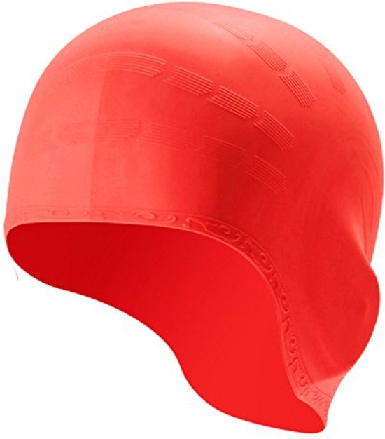RAMBUX® - Bonnet de Bain - Rouge - Bonnet de Bain - Bonnet de Piscine - Filet à Cheveux pour Nager - Caoutchouc - Taille Unique