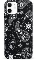 xoxo Wildhearts Paisley Dawn Black - Single Layer - Zwart hoesje geschikt voor iPhone 11 hoesje - Hartjes patroon case bloemen - Siliconen en TPU hoesje geschikt voor de iPhone 11 - zwart