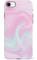 xoxo Wildhearts Sugar Rush - Double Layer - Roze hoesje geschikt voor iPhone SE 2022 / SE 2020 hoesje - Stevige case geschikt voor iPhone SE 2022 / SE 2020 / 8 / 7 - Marmer hoesje beschermhoes - Roze telefoonhoesje