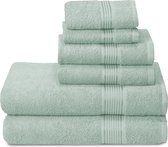 Ultra zachte 6-pack katoenen handdoekenset bevat 2 badhanddoeken 70x140 cm 2 handdoeken 40x60 cm en 2 wasdoeken 30x30 cm, ideaal voor gymreizen en dagelijks gebruik, compact en lichtgewicht - zeegroen