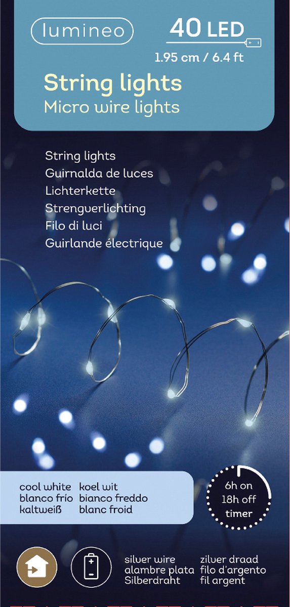 Lumineo - micro strnglight l195cm-40l Koel wit kerst