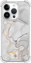 Casimoda® hoesje - Geschikt voor iPhone 14 Pro - Marmer Grijs - Shockproof case - Extra sterk - Siliconen/TPU - Grijs, Transparant