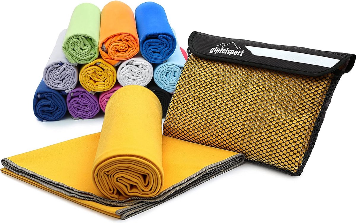 Microvezel handdoek, voor sauna, fitness en sport - strandhanddoek, sporthanddoek - 200x90cm - Geel