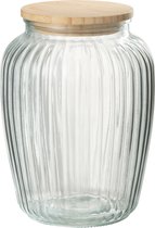 J-Line pot Louis - glas/bamboe - transparant/naturel - large