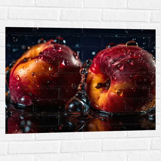 Muursticker - Eten - Fruit - Water - Druppels - Nat - Kleuren - 80x60 cm Foto op Muursticker