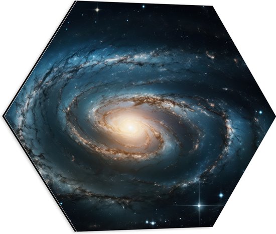 Dibond Hexagon - Galaxy - Sterren - Kleuren - 50x43.5 cm Foto op Hexagon (Met Ophangsysteem)