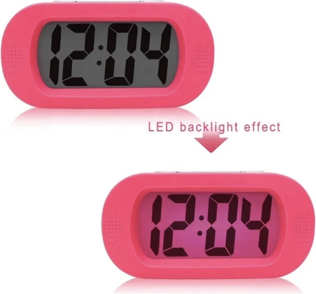 Digitale Wekker Klok - 12 uurs - Makkelijk Instelbaar Alarm met Snooze en licht Functie - AM/PM - Kinderwekker Reiswekker - Digitale LED Klok/Wekker - Trendy Wekker Met Snooze functie - Stevige Alarmklok - Roze — cadeau in Elektronica - foto 3