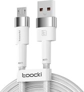 Toocki Oplaadkabel 'Fast Charging' - USB-A naar MICRO USB - 12W 2.4A Snellader - 1 Meter - voor Samsung, OnePlus, Xiaomi, LG, Nokia, Huawei, Sony, Motorola, Alcatel, OPPO, JBL - Controller PS4, Xbox One - Tot 2 Keer Sneller - Gevlochten Nylon - WIT