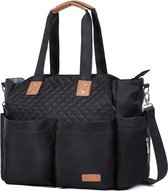 Bol.com Luiertas voor baby's groot met aankleedkussen voor op reis zwart gewatteerd aanbieding