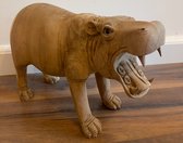 Suar houten - nijlpaard - met open mond - handgemaakt