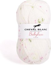 Babylux color dun acrylgaren - wit met roze en groene stipjes (410) - 50 grams met 165 meter- 1 bol