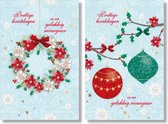 MGPcards - 2 doosjes à 10 Luxe dubbele wenskaarten - Kerst/Nieuwjaar - Foliebewerking - Witte envelop - 10.5 x 16 cm - 2 Motieven per doosje