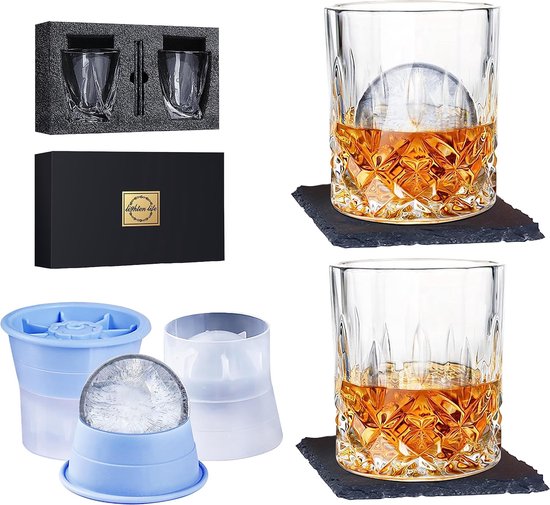 Verres à Whisky Glenrigg - Coffret 2 Verres En Cristal Sans Plomb, 310 Ml, Fond épais