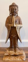 Handgemaakte houten - staande Boeddha - Suar hout - middel